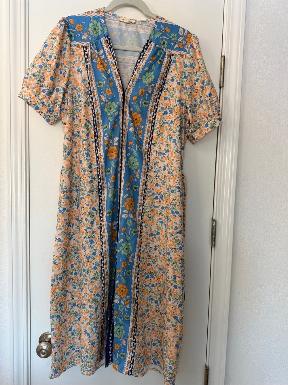 Blue & Orange Floral Midi Dress - Women's Summer Dress